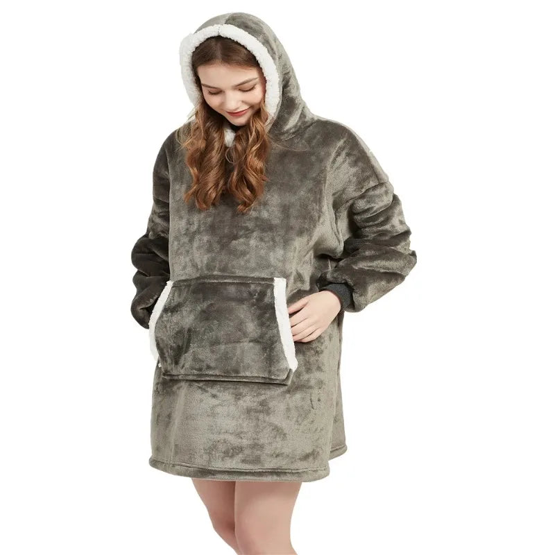 Oversized Wearable Blanket Hoodie - Fleece Pullover TV Blanket for Adults - photo 2