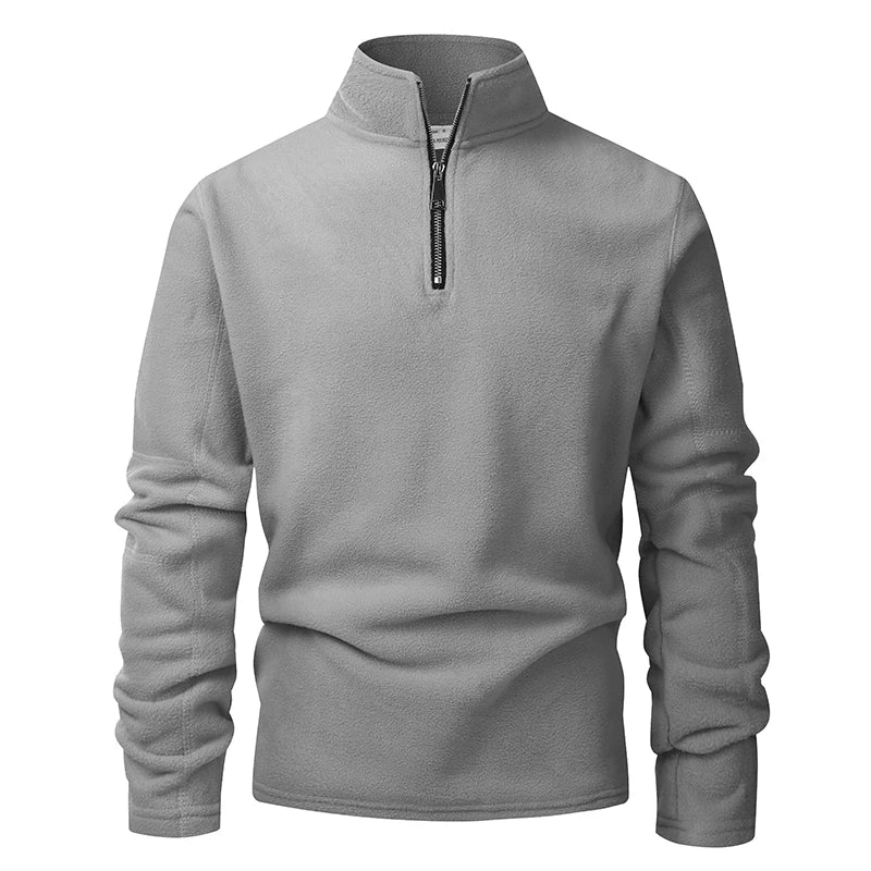 Men's Fleece Zip-Neck Pullover - Thick Stand Collar Sweatshirt - photo 10
