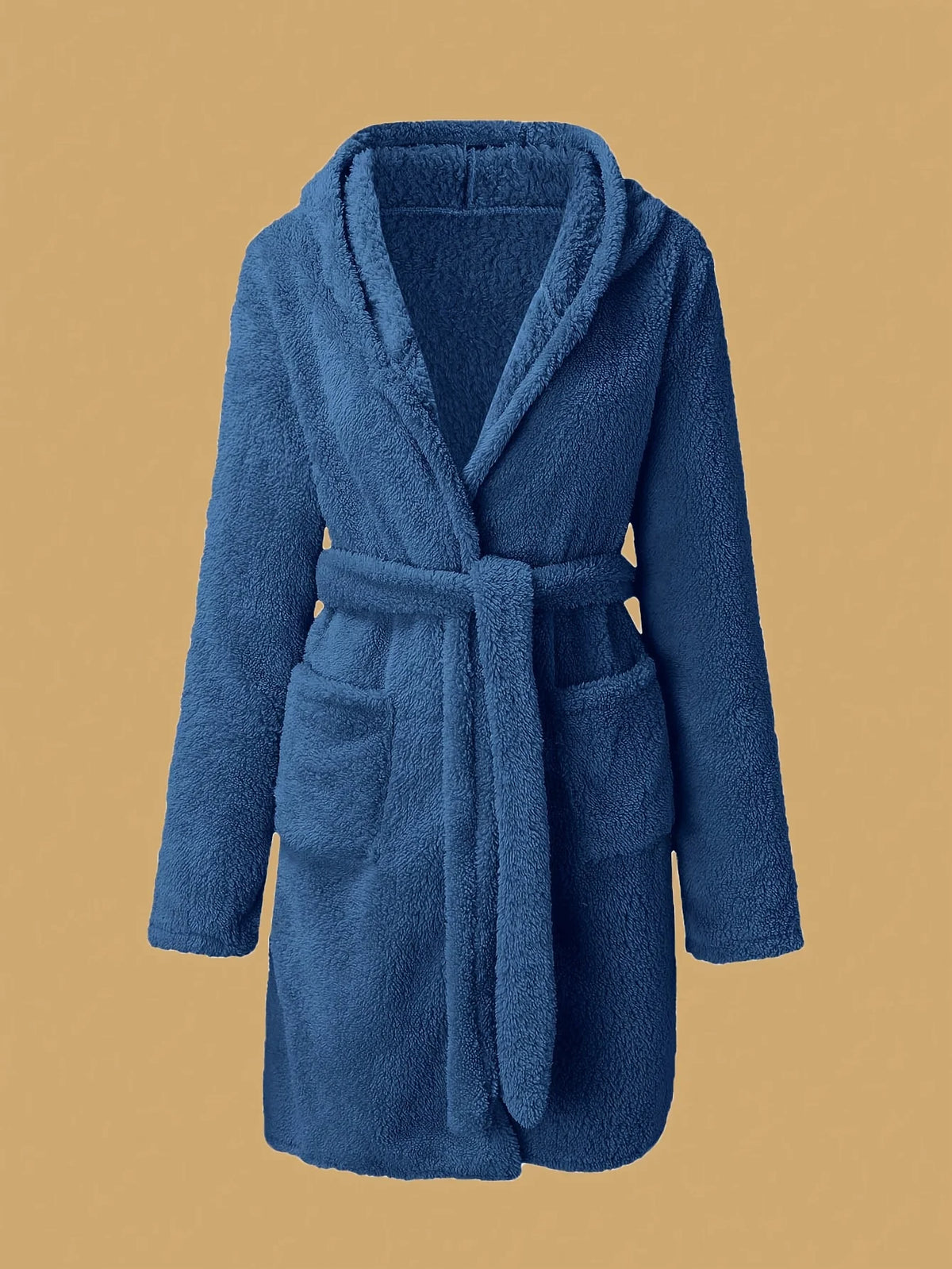 Women's Hooded Fleece Robe with Belt