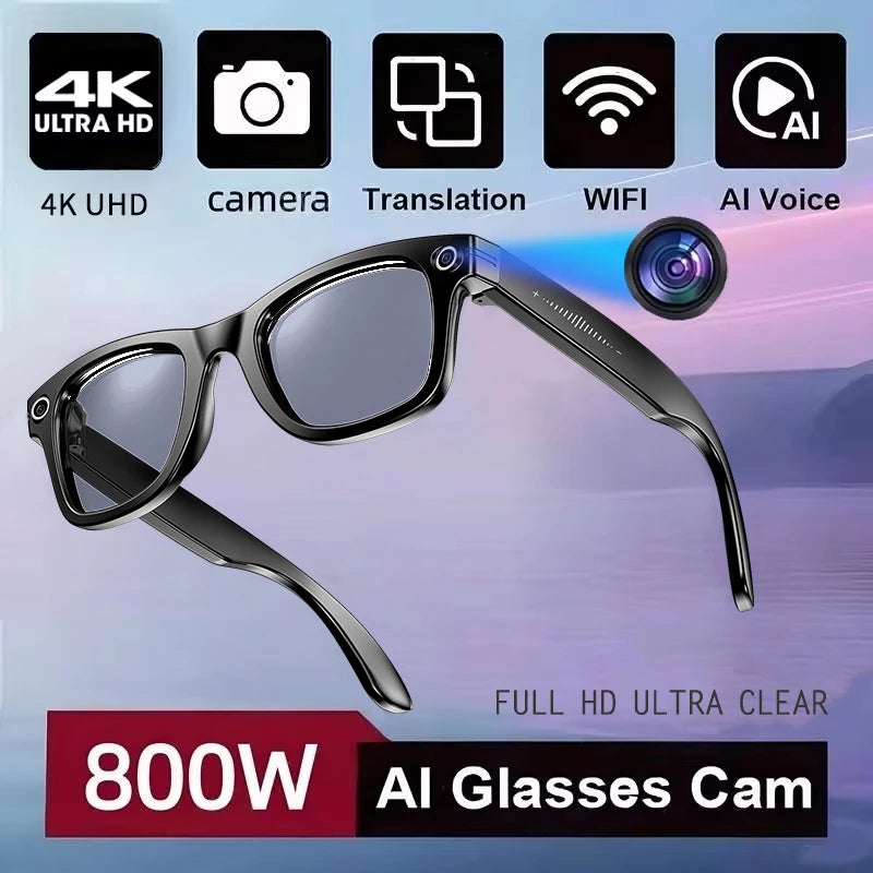 Smart Camera Glasses with Color-Changing Lenses & HD Video