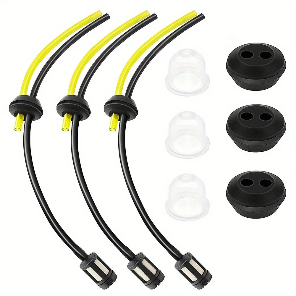 3 Set Universal Grass Trimmer Fuel Line Filter Kit For Brush Cutter Strimmer Fuel Hoses With Fuel Filter And Gasket Primers