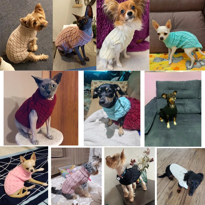 Turtleneck Knit Dog Sweater Vest - Winter Clothes for Small Dogs and Cats - photo 2
