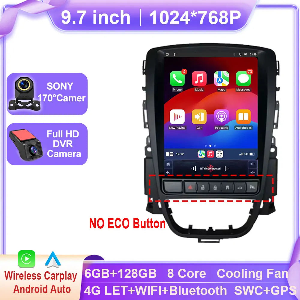 Android Car Stereo for Opel Astra J, Vauxhall, Holden, Cascada (2009–2015) — CarPlay, Android Auto, GPS, WiFi