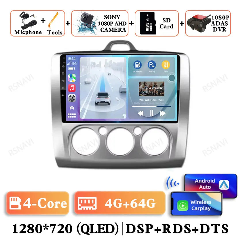 Android 14 Head Unit with CarPlay for Ford Focus 2/3 Mk2/Mk3 (2004-2011)