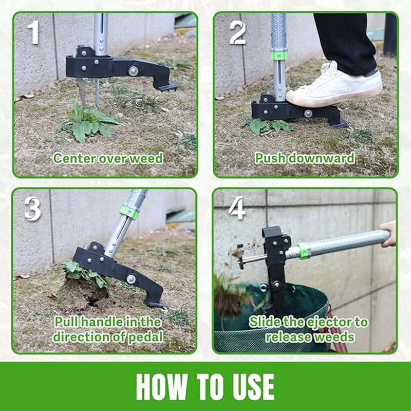 2025The Garden Manual Weeding Tool Smoothly Removes Weeds Without Bending Over With a Long Pedal sharp 4-paw Weeder