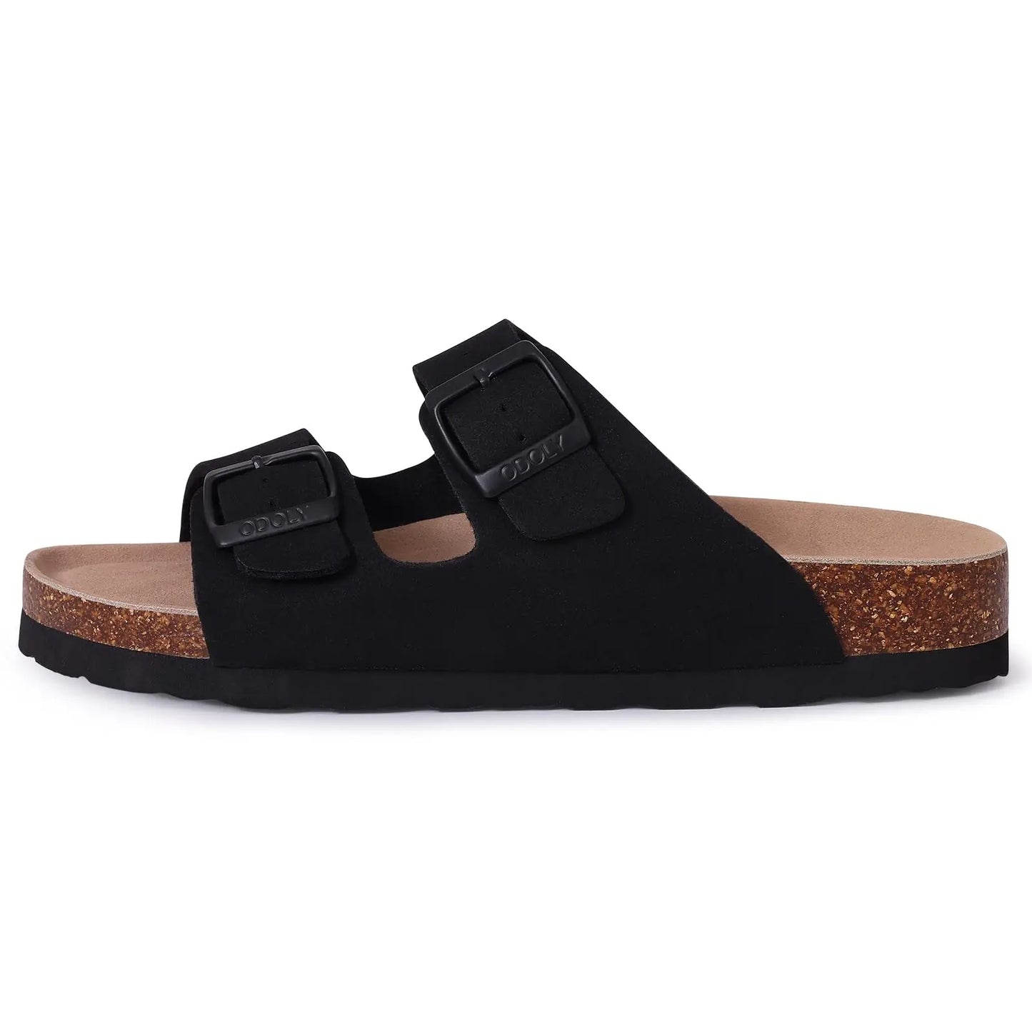 Crestar Women Cork Footbed Slippers Summer Couple Adjustable Double Buckles Flat Sandals Outdoor Cork Beach Slides With Open Toe