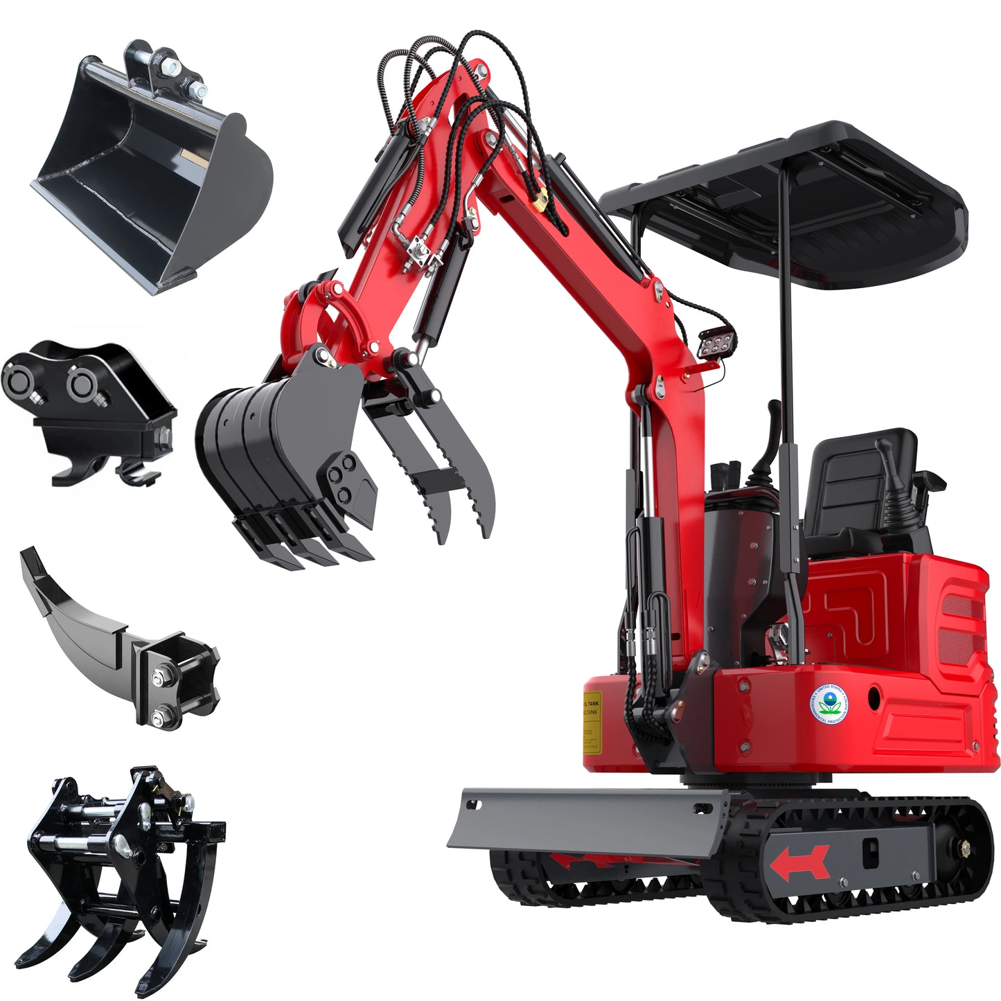 MACHPRO Mini Excavator with Kubota Engine, Equipped with Hydraulic Thumb Clamp & Multiple Attachments Free Shipping