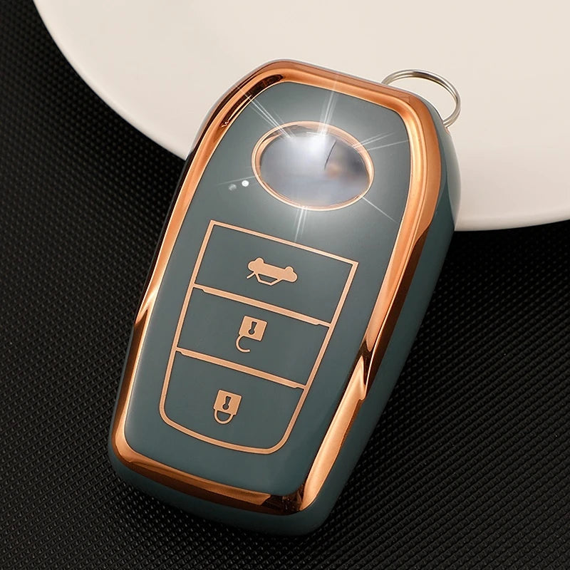 TPU Gold Edge Key Case Cover for Toyota Chr Rav4 Auris Avensis Prius Aygo Camry Corolla Land Cruiser 200 Prado Crown Shell Fob