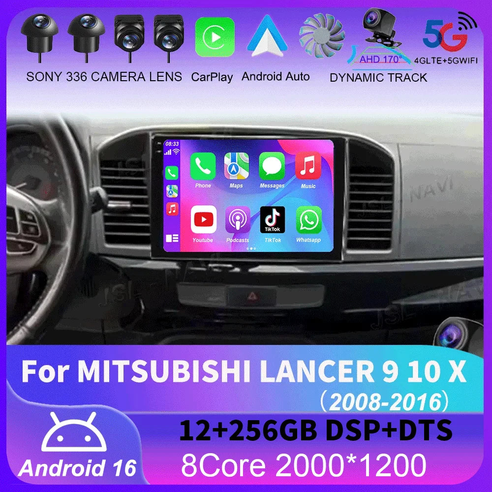 9" Android Car Stereo for Mitsubishi Lancer 9, 10 & X (2008–2016) — CarPlay, Android Auto, GPS, Touchscreen