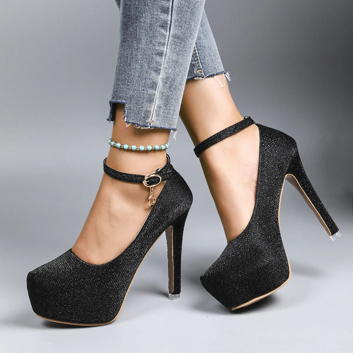 Platform Stiletto Heels for Women — Ankle-Buckle Strap Dress Shoes, Plus Size