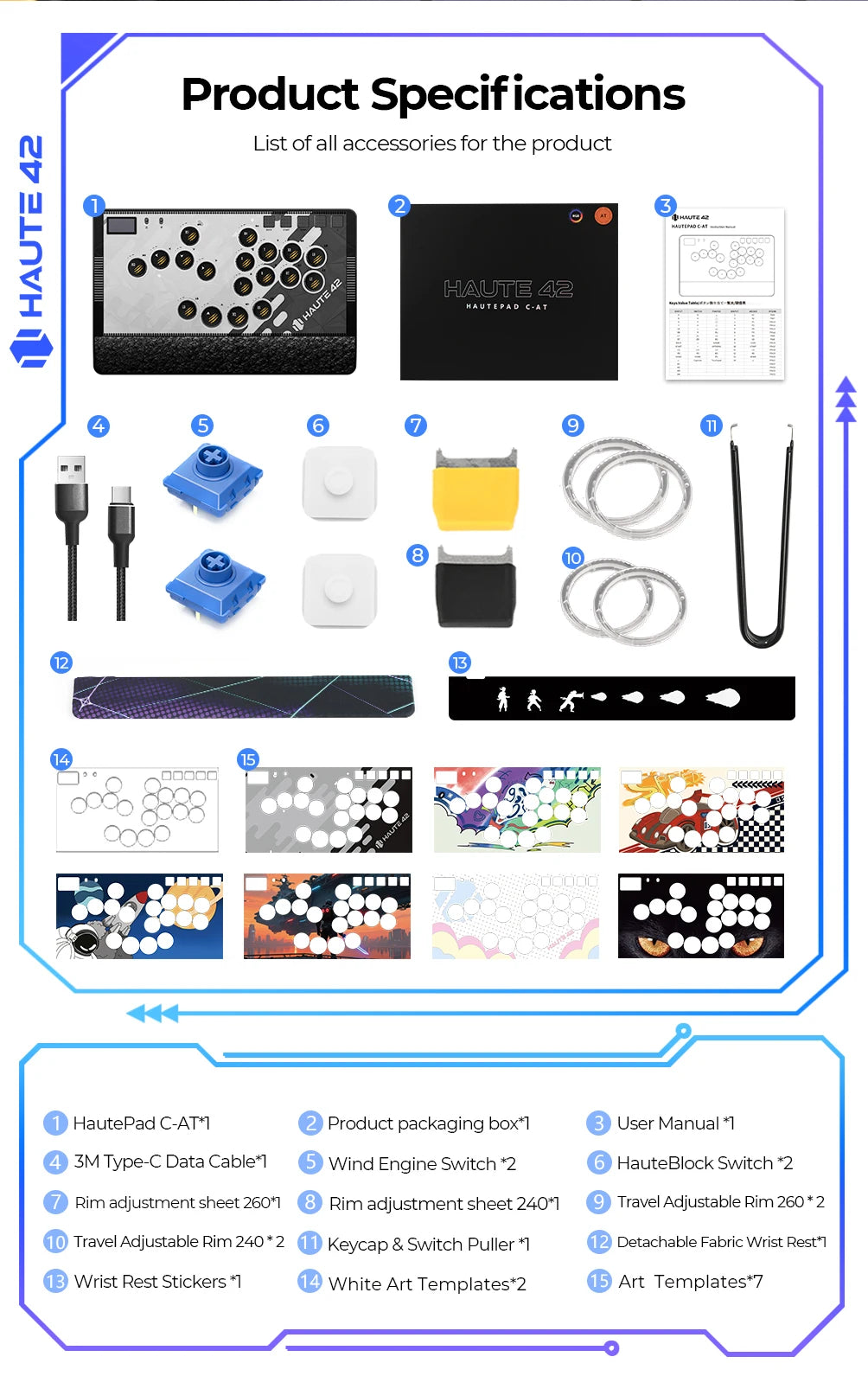 Haute42 C-AT Magnetic Leverless Hitbox Controller Stickless Arcade Controller Keyboard For PC/PS4/PS5/Switch Hitbox Fightstick