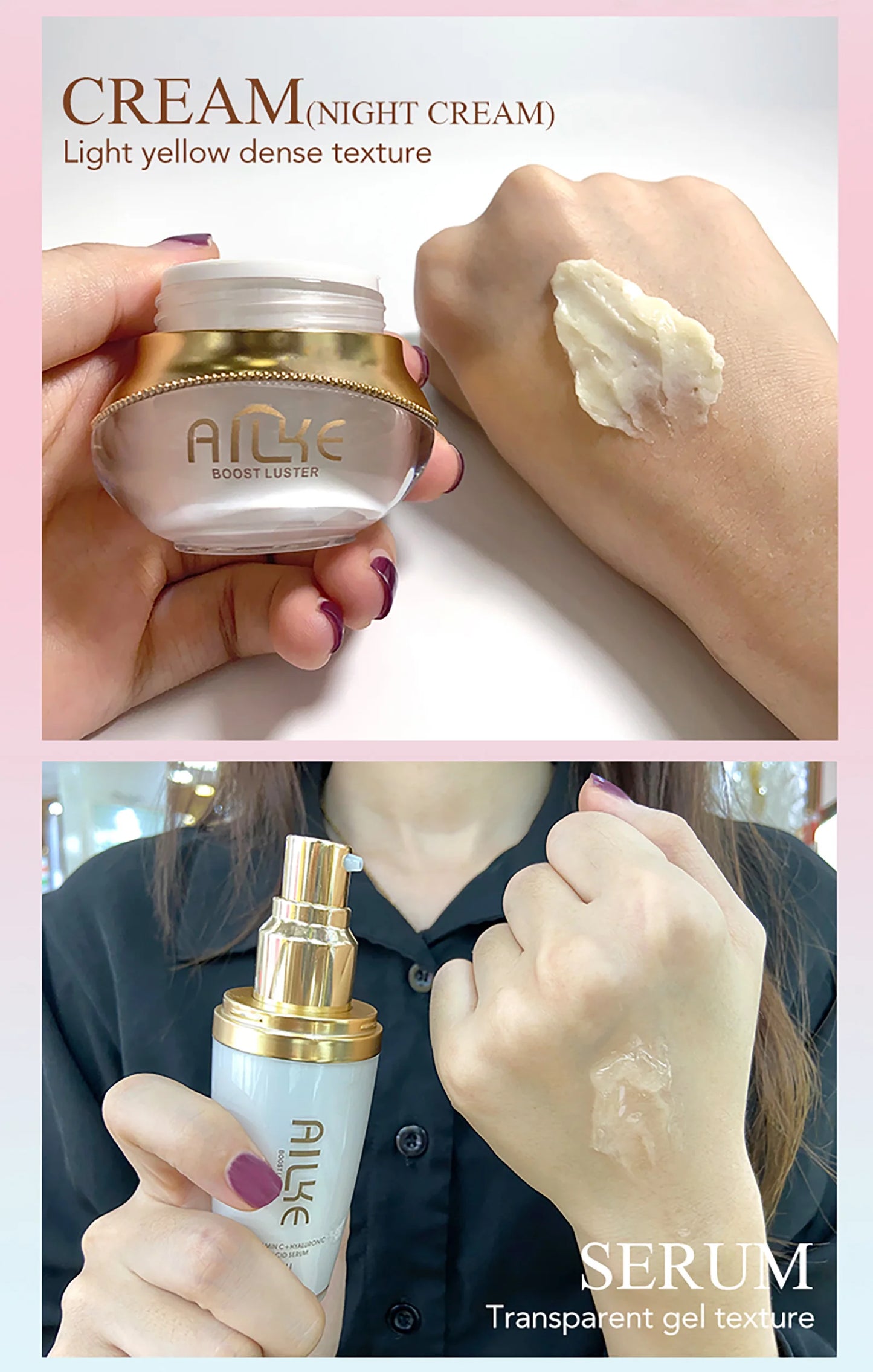 AILKE Whitening Anti-wrinkle Freckle Face Cream With Collagen Hyaluronic Acid Rose Skin Care Women Korean Facial Moisturizer Set
