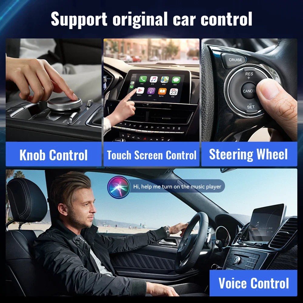 PLAYAIBOX CarPlay AI Box — Wireless CarPlay & Android Auto Adapter with Android 15 Smart System