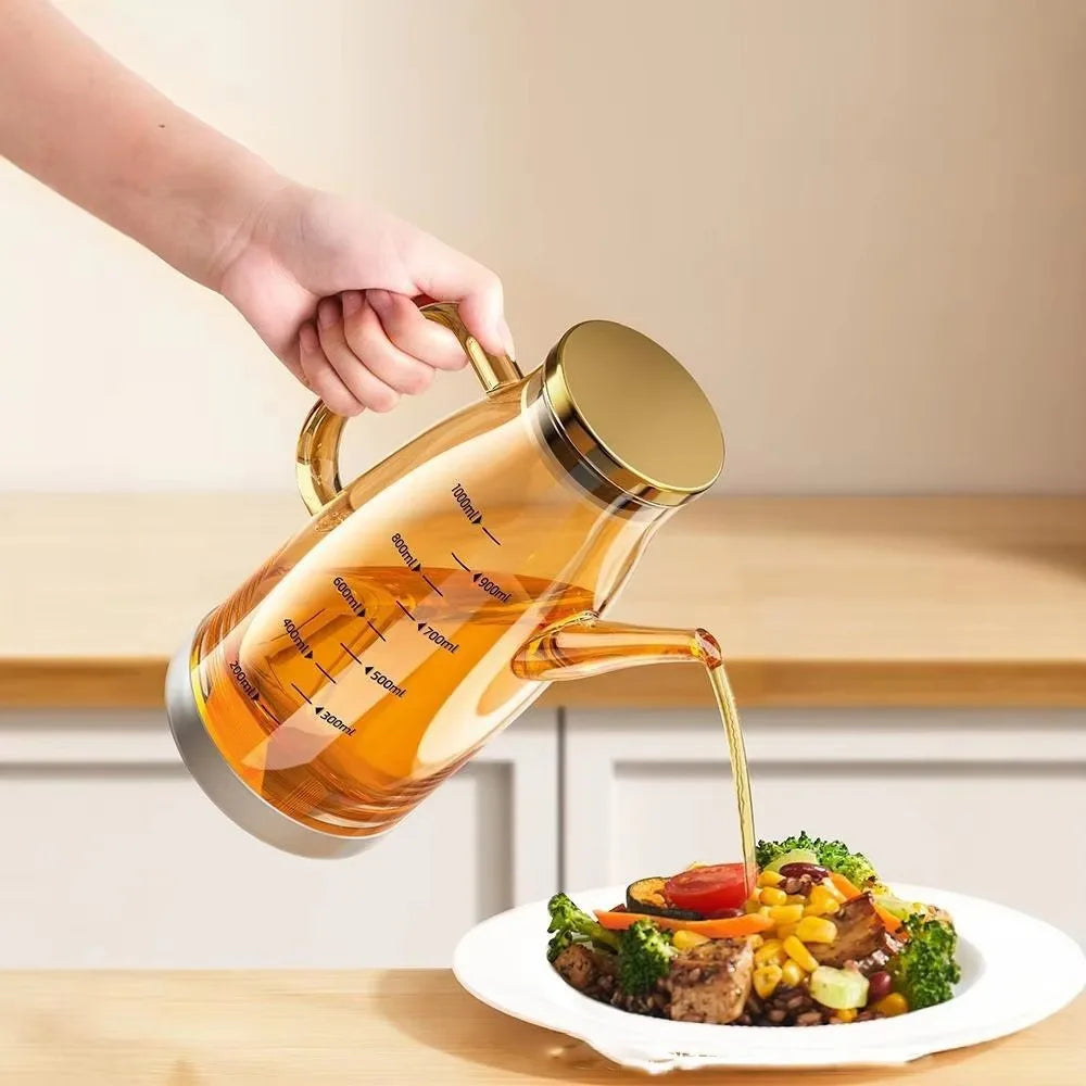 Glass Oil Bottle with Drip-Free Spout - 600 to 1000ml, Amber or Clear - photo 3