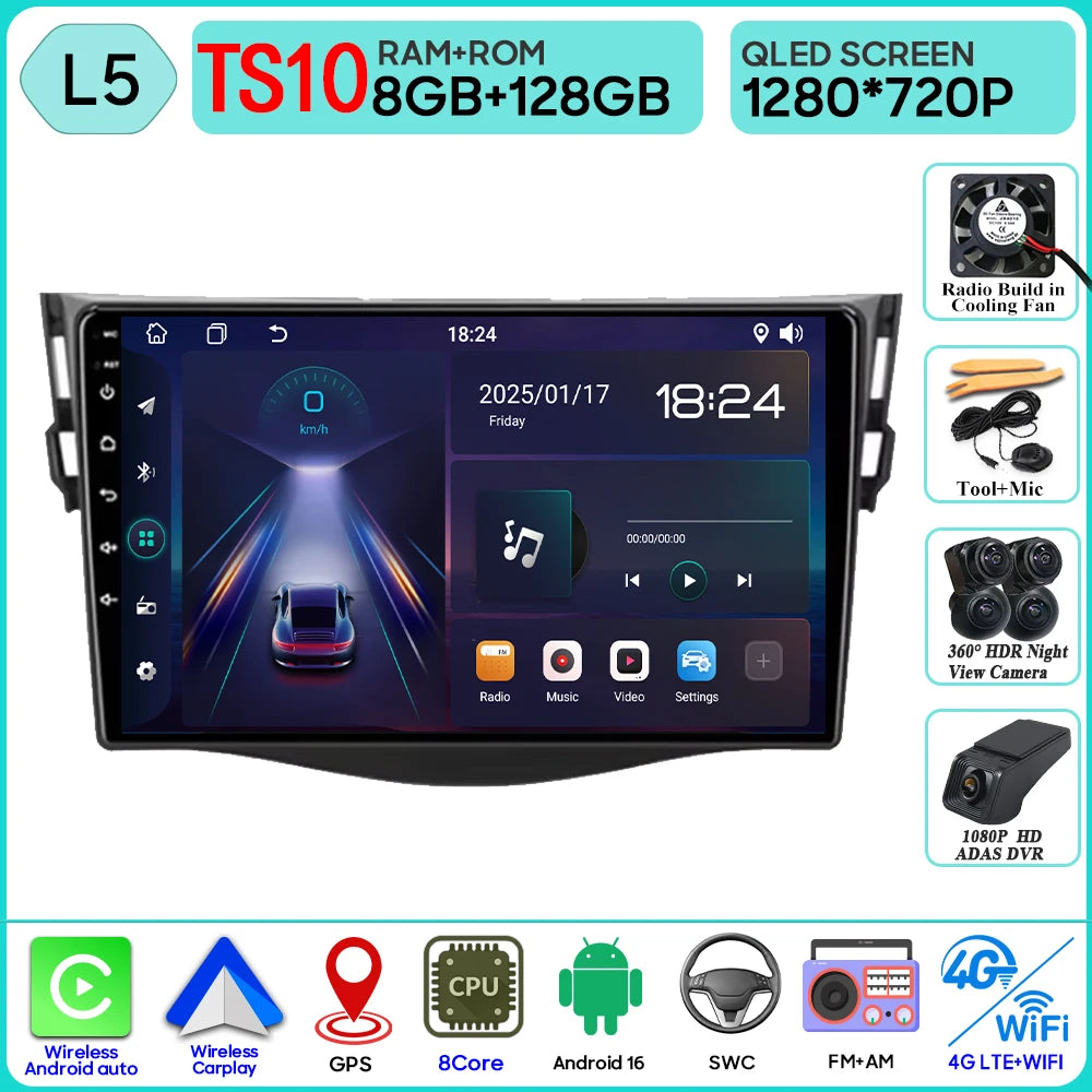 Android Auto For Toyota RAV4 Rav 4 2005 - 2013 Car Radio Carplay No 2din 4G Wifi Car Monitor Video GPS Navigation Stereo 2k BT