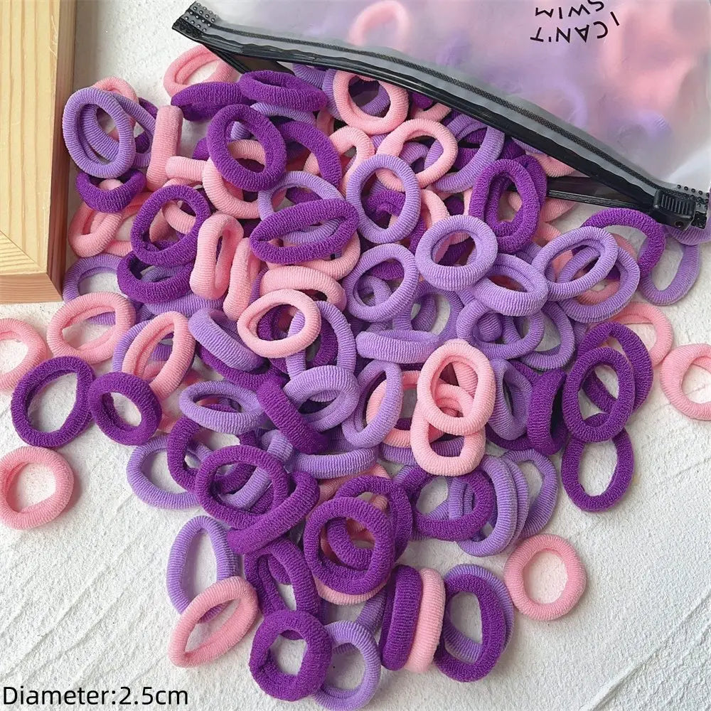 50pcs Black Elastic Hair Band Leagues Ties Colets Scrunchies Springs Gum Accessory For Girl Women No Damage Pigtails Holder Set
