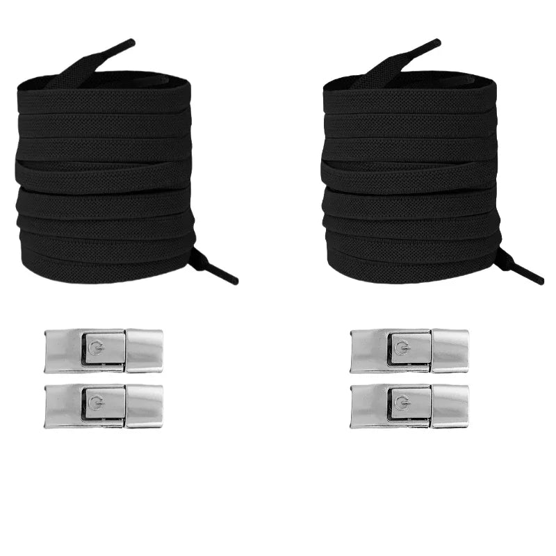 No-Tie Elastic Shoelaces with Press Lock – 8mm Flat Sneaker Laces for Kids & Adults | One Size Fits All Shoes