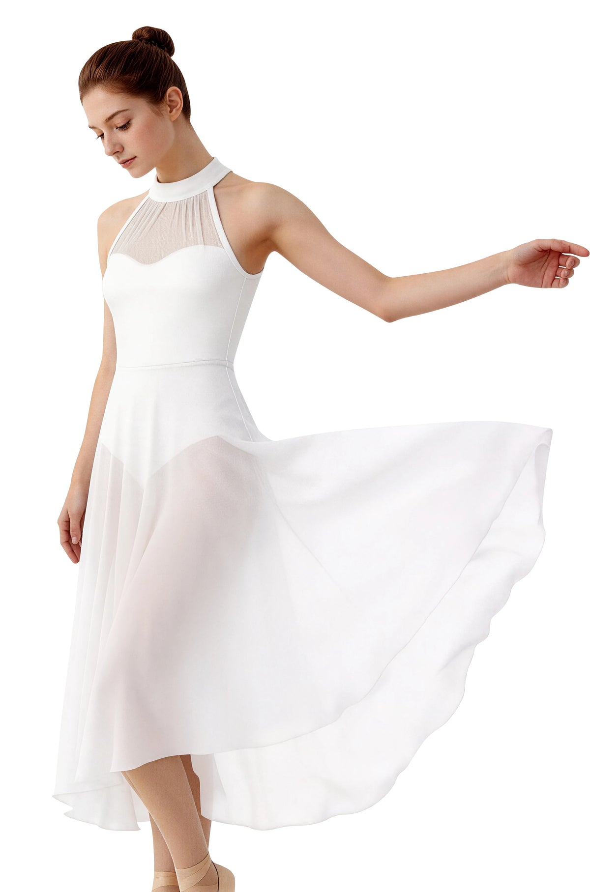 Women's white contemporary lyrical dance dress