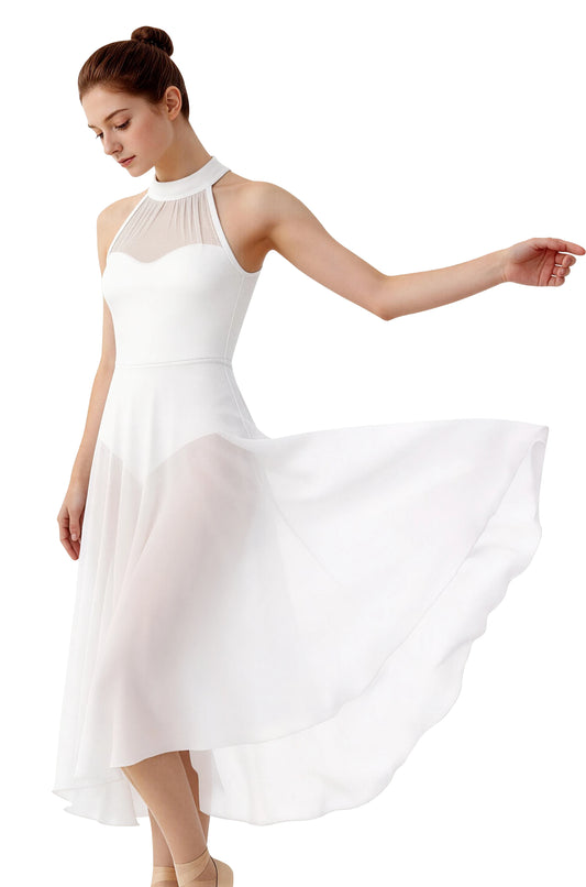 Women's white contemporary lyrical dance dress