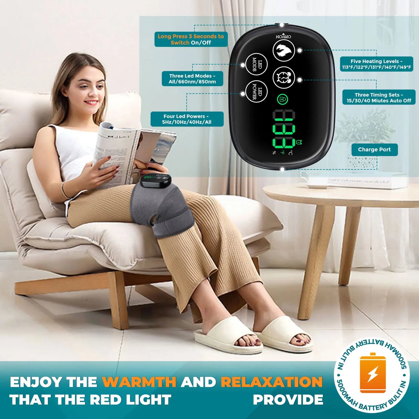 660 and 850nm Near Infrared Light Knee Pad Brace 3 In 1 Heating Shoulder Elbow Joint Massager Thermal Massage Devices Belts Pads