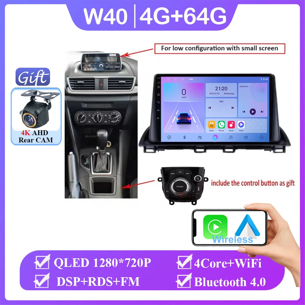 Android Car Stereo for Mazda 3 Axela (2014–2019) — CarPlay, Android Auto, GPS Navigation, Multimedia