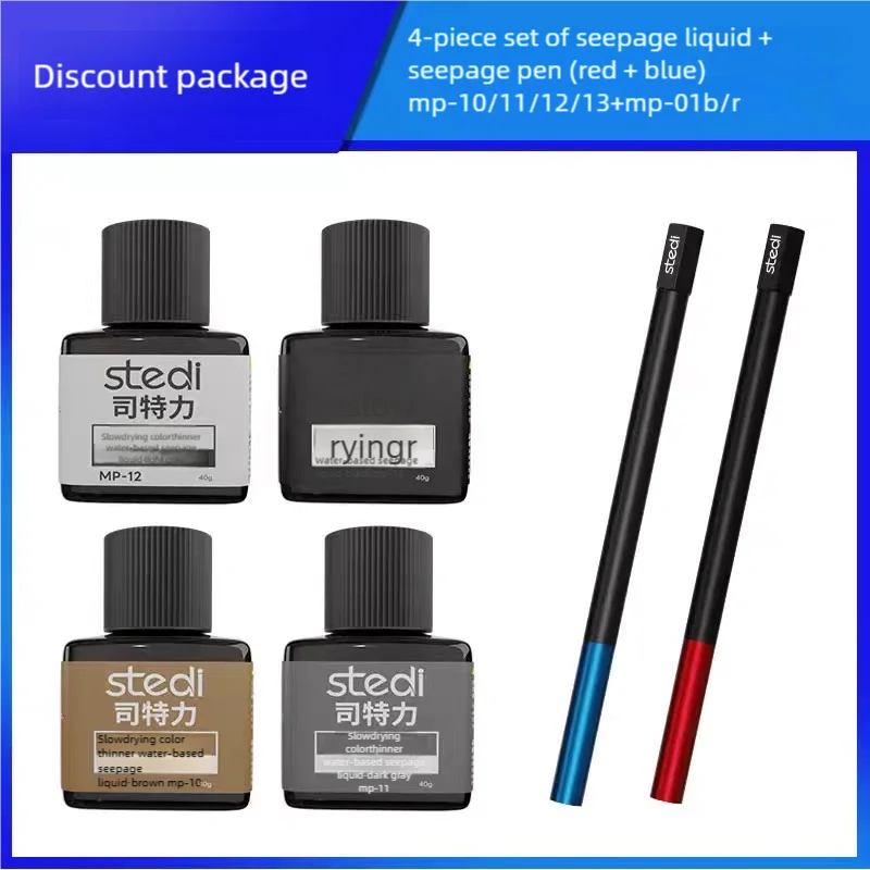40g Stedi MP10-MP29 Water-based Fluorescent Panel Liner Paint for Model Building Fluorescent Ink Panel Line with Tools