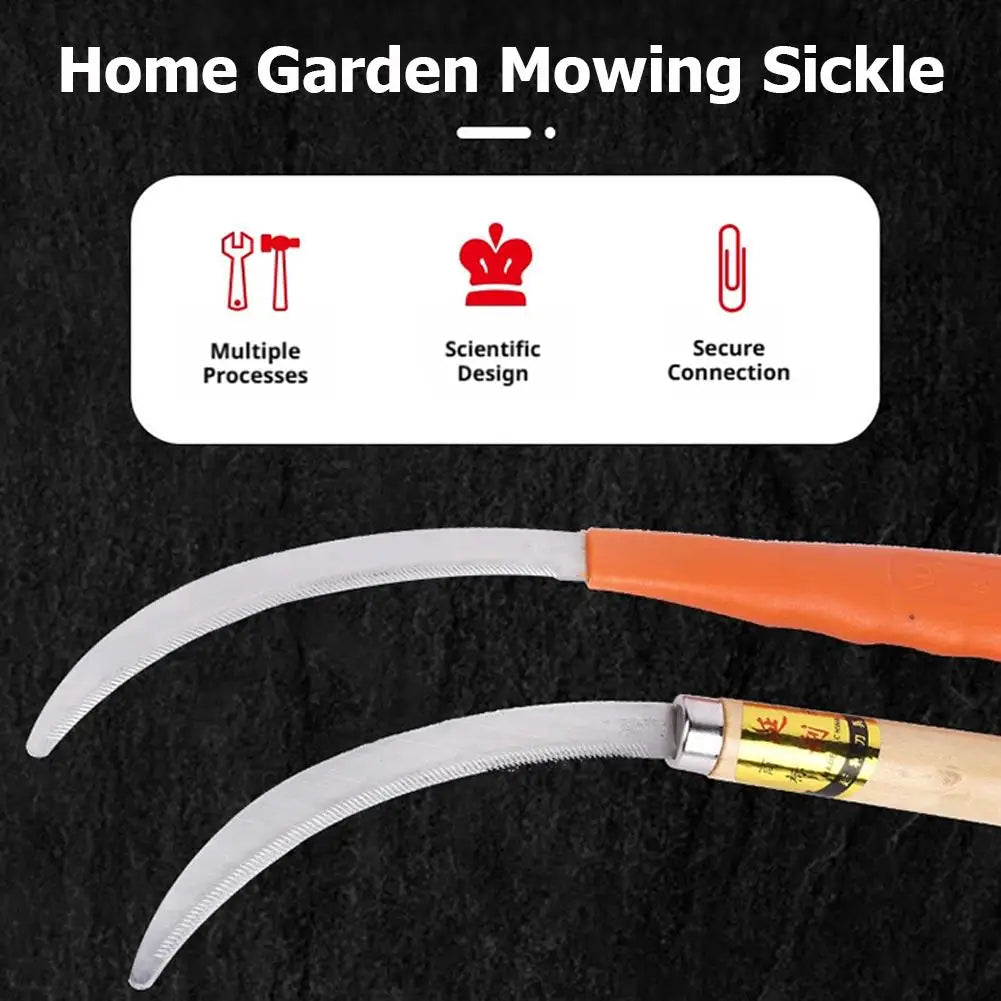Weeding Sickle With Wooden Handle Stainless Steel Sickle Scythe Farming Tool Kit With Teeth For Weed Removal Lawn Patio Terrace