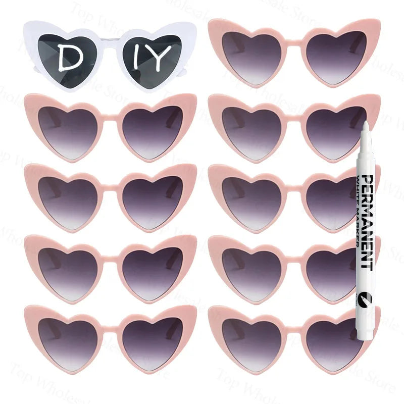 12-100 Pcs Wedding Personalized Sunglasses Bulk Custom Sunglasses with Paint Pens for Adult DIY Birthday Wedding Party Favors
