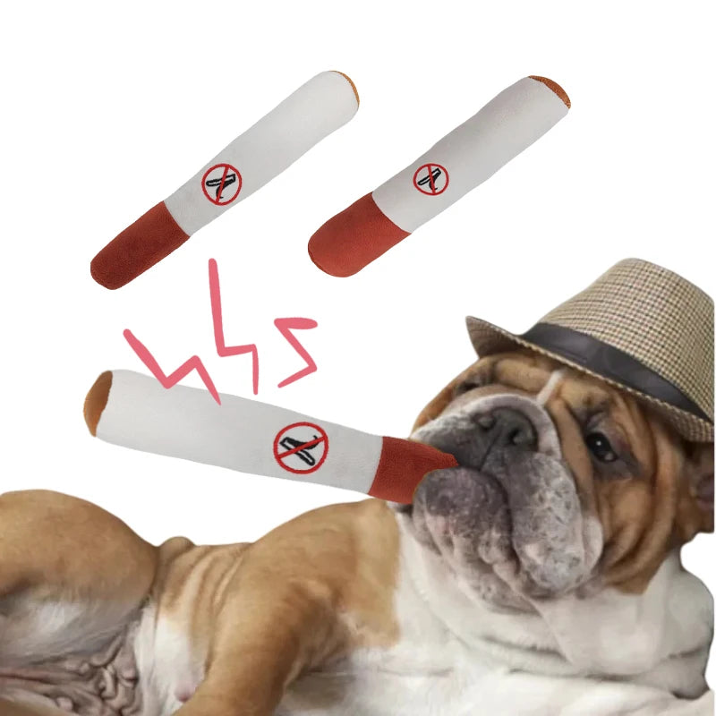 Squeaky Plush Cigar Dog Toy