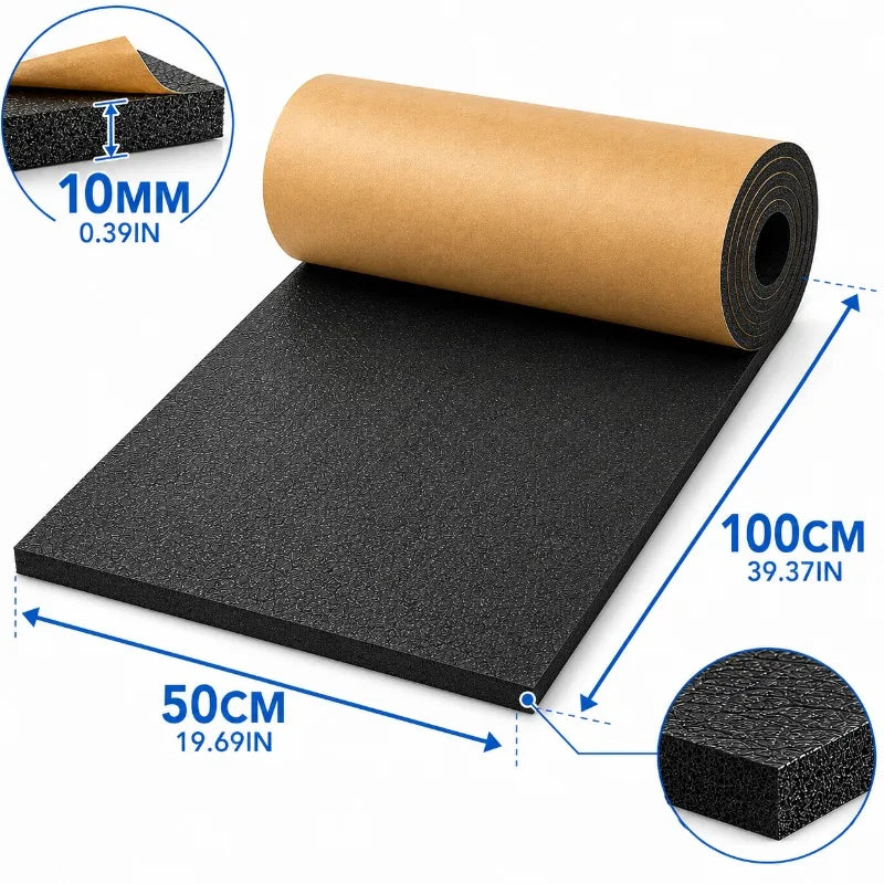 5/10/15/20mm Thickness Self Adhesive Closed Cell Foam Roll Car Heat Insulation Sound Deadening Mat with Kraft Paper Backing