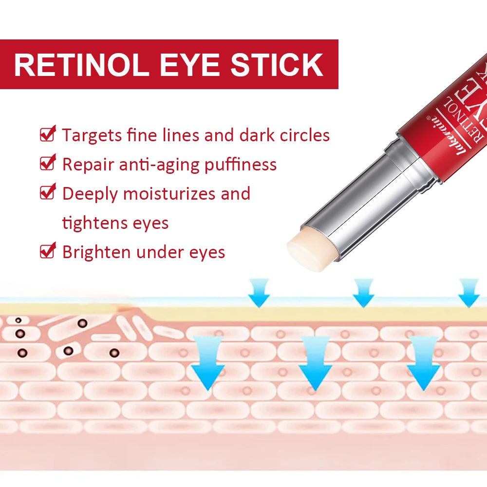Lakerain Retinol Eye Cream Stick – Dark Circles, Puffiness & Fine Lines | Anti-Aging Eye Serum for Women 3g