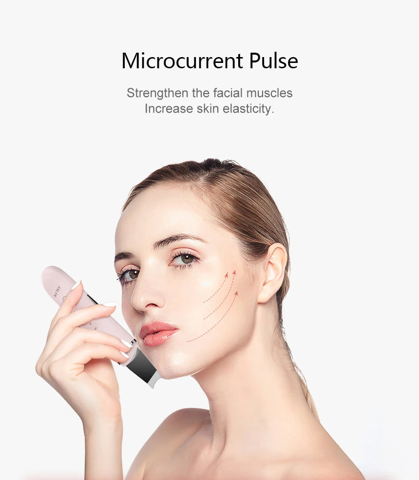 ANLAN Ultrasonic Skin Scrubber Facial Pore Cleansing Spatula Microcurrent Facial Lifting Ultrasonic Peeling Beauty Skincare Tool