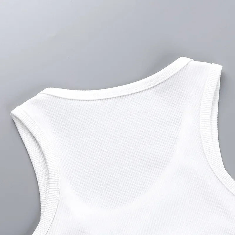 Creative Metal Decoration Tank Tops Women Edgy Clothes Y2k Accessories Sleeveless Crop Top Slim Fit Ropa De Mujer Camison Verano