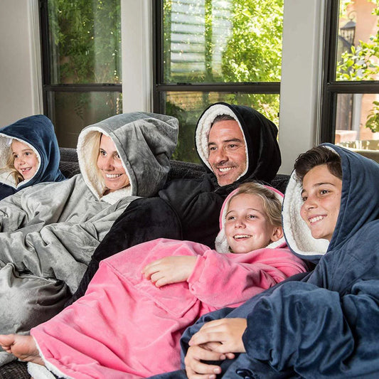 Oversized Sherpa Blanket Hoodie - Wearable Flannel Blanket