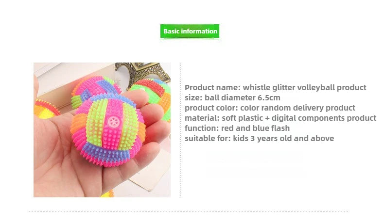 Glowing Bouncy Ball with Whistle Sound Elastic Chew Toy for Dogs Teeth Cleaning Massage Ball Safe Pet Toys Stress Relief Gift‌