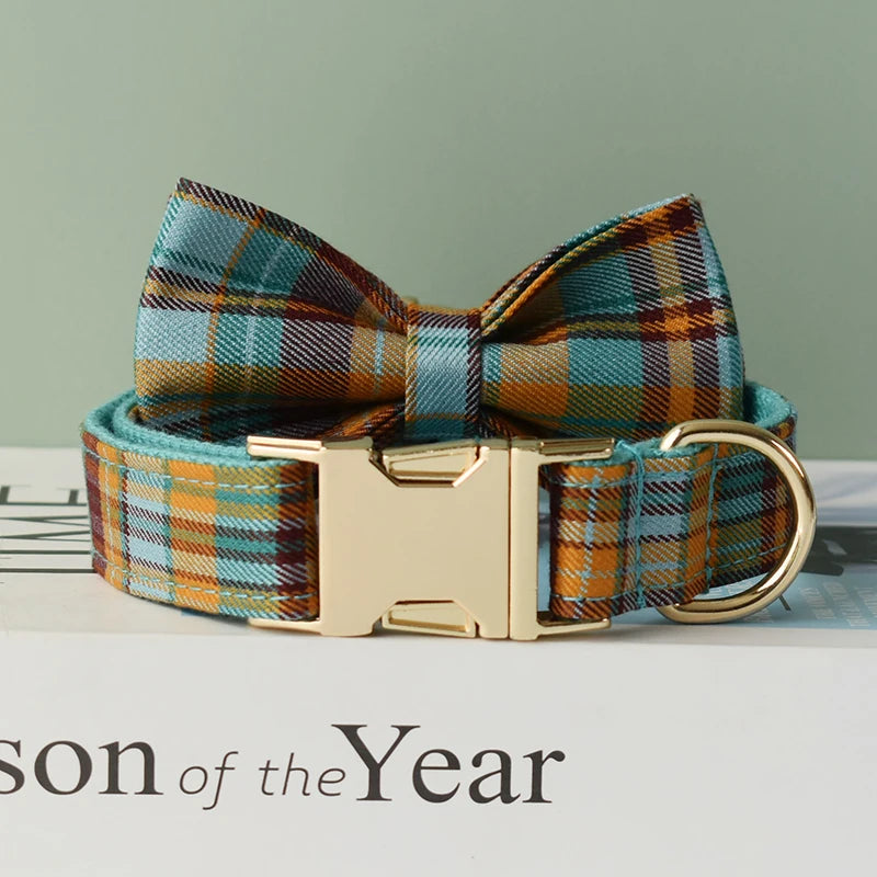 Padded Dog Collar & Leash Set - Plaid & Velvet Bow Styles, S-XL - photo 10
