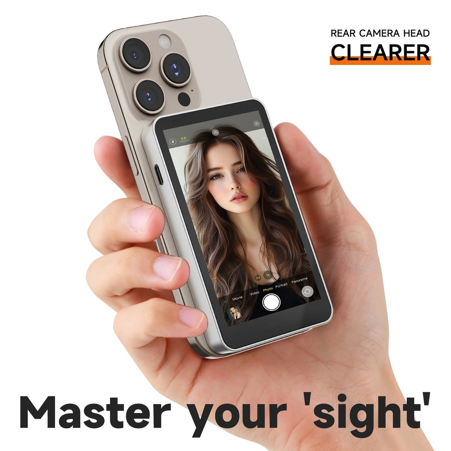 Magnetic Phone Selfie Monitor Screen,For IPhone And Android Smartphones Rear Camera For Real-time Selfie Video Streaming
