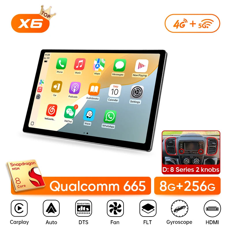 13.1" Car Stereo with Apple CarPlay & Android Auto, Compatible with Fiat Ducato, Citroen Jumper & Peugeot Boxer