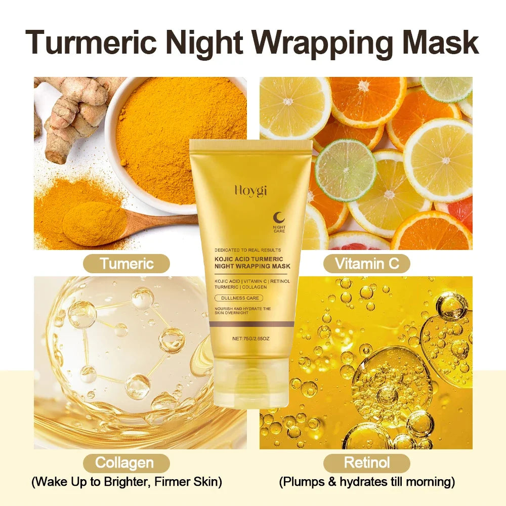 Turmeric Deep Collagen Mask Peel Off Mask Face Anti-Wrinkle Lifting Korean Skin Care Masks Skin Firmness For Nighttime Care, women