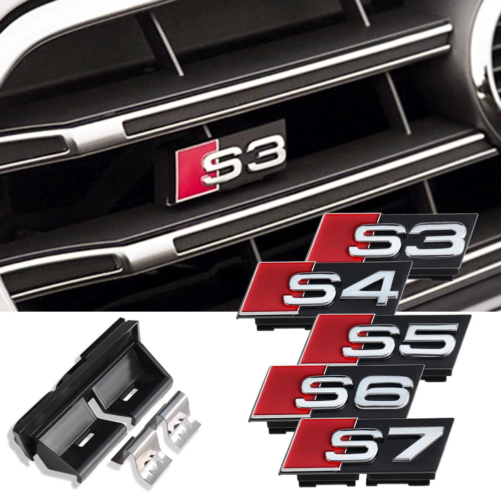 1pc ABS Car Styling Grill Front Hood Badge Grille Emblem Buckle Decoration For Audi S3 S4 S5 S6 S7 Logo Sticker Auto Accessories