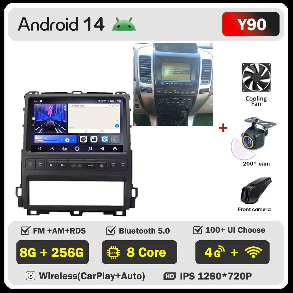Android Car Stereo for Toyota Land Cruiser Prado & Lexus GX470 (2002–2009) — CarPlay, GPS Navigation, Multimedia