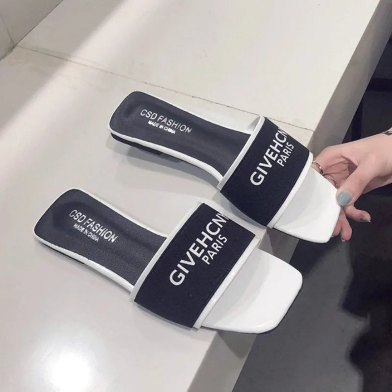 Women's Luxury Platform Slippers – Flat Heel PU Sandals for Summer, Beach & Outdoor (EU 35–42)