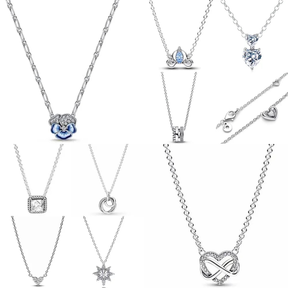925 Silver Heart & Bow Necklace - Exquisite Women's Jewelry Gift