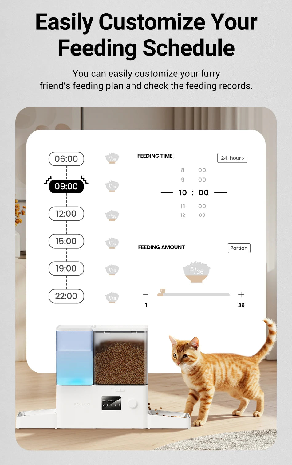 Automatic Pet Feeder with Water Fountain, 5L Food and 3.5L Water