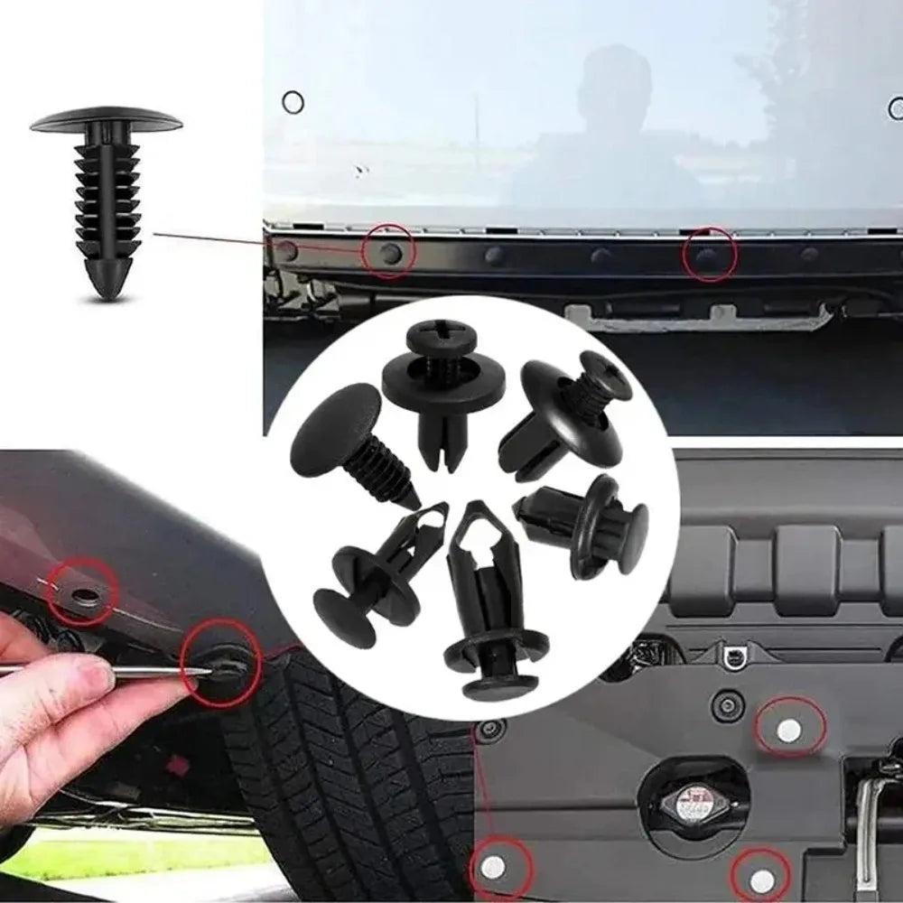 190-Piece Car Frame Fastener Set: 6-Size ABS Plastic Push Rivets for Door Panels, Bumpers and Interiors