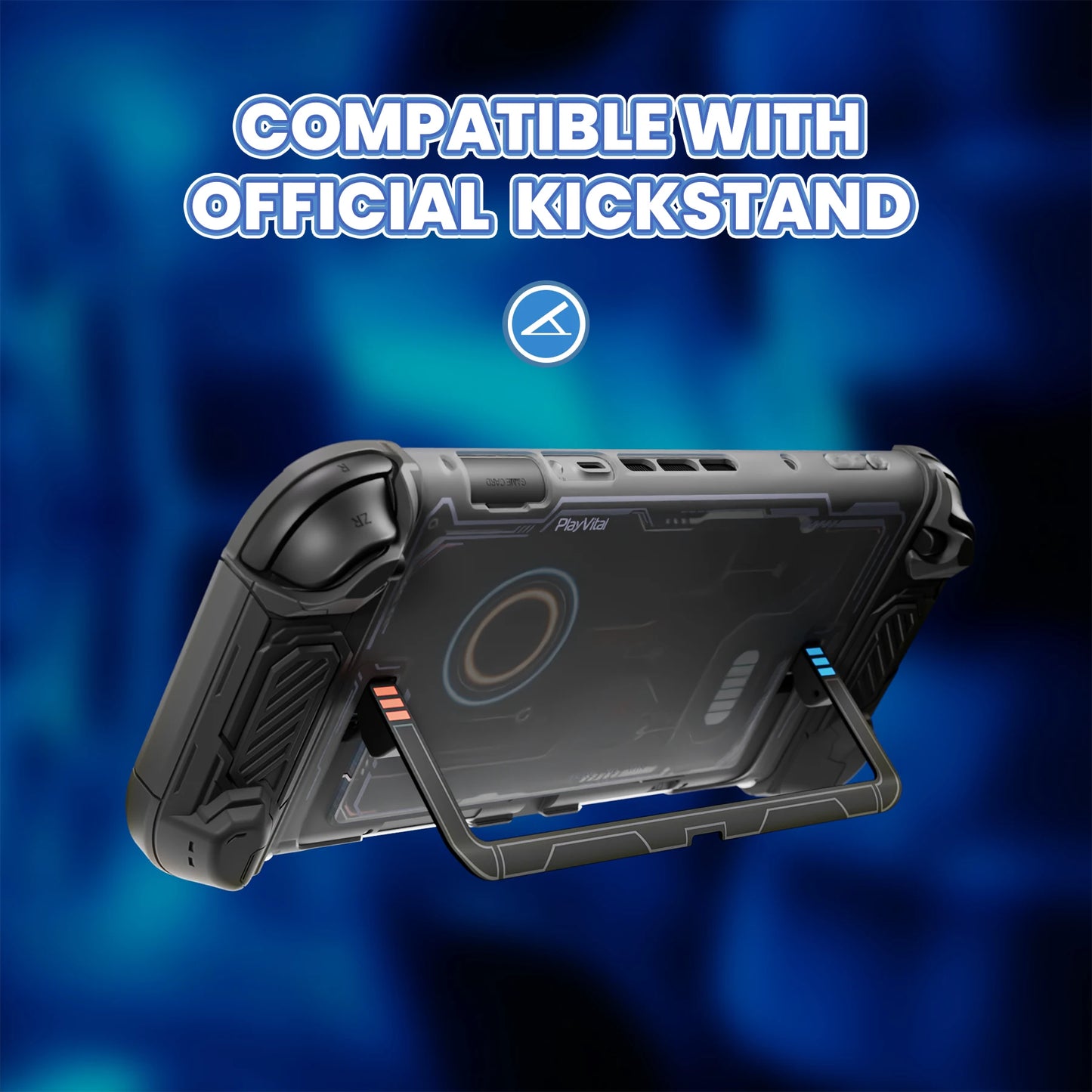 PlayVital Protective Case for Nintendo Switch 2, Stellar Mecha Ergonomic Anti-slip Silicone Grip Cover, Dockable Hard Case Shell
