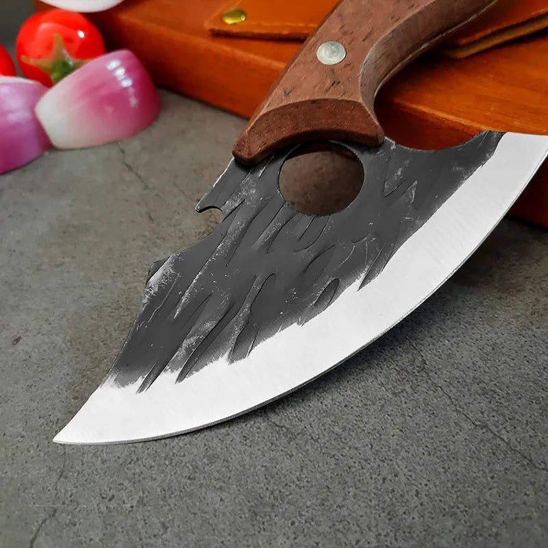 Multifunctional Knife Forged Kitchen Knife Stainless Steel Meat Cleaver Boning Knife with Bottle Opener Pocket With Knife Cover