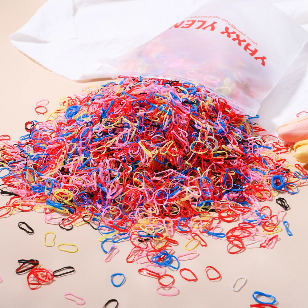 MMAlto Colorful Disposable Elastic Hair Ties for Girls – 500/1000/2026 Pcs Bulk Pack