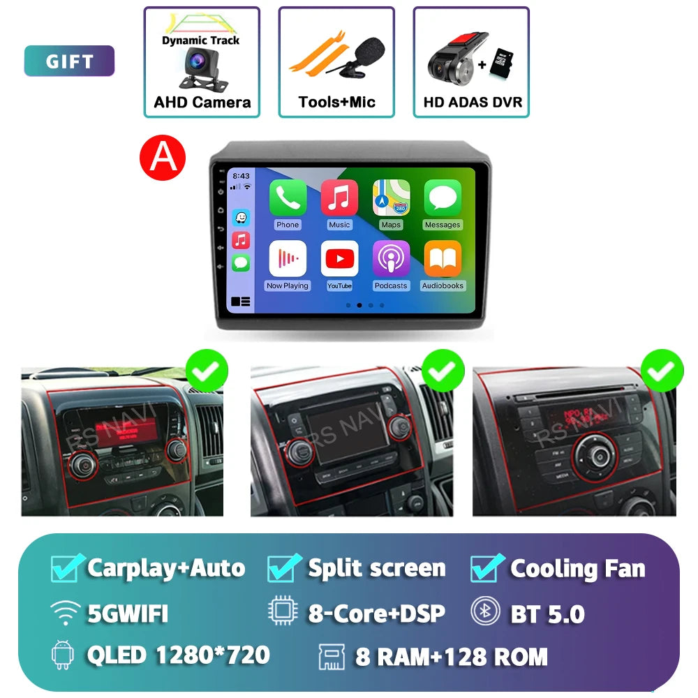 Android 16 For Fiat Ducato Peugeot Boxer Citroen Jumper 2006-2022 2K QLED Android Car Radio Multimedia stereo Player GPS CarPlay