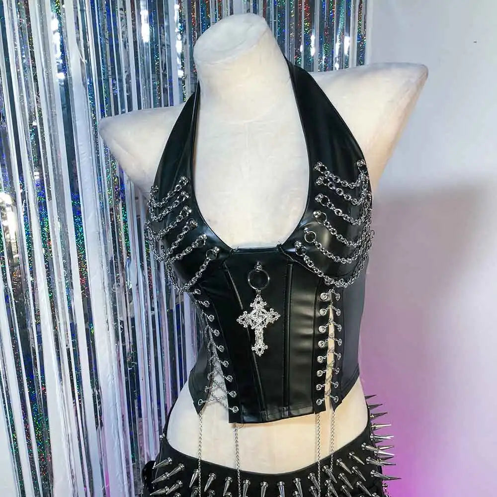 Women's Studded Y2K Grunge Tank Top — Gothic Spiked Cami